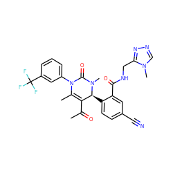 CC(=O)C1=C(C)N(c2cccc(C(F)(F)F)c2)C(=O)N(C)[C@H]1c1ccc(C#N)cc1C(=O)NCc1nncn1C ZINC001772628134