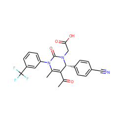 CC(=O)C1=C(C)N(c2cccc(C(F)(F)F)c2)C(=O)N(CC(=O)O)[C@@H]1c1ccc(C#N)cc1 ZINC000115645958