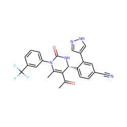 CC(=O)C1=C(C)N(c2cccc(C(F)(F)F)c2)C(=O)N[C@@H]1c1ccc(C#N)cc1-c1cn[nH]c1 ZINC001772569927