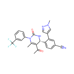 CC(=O)C1=C(C)N(c2cccc(C(F)(F)F)c2)C(=O)N[C@@H]1c1ccc(C#N)cc1-c1cnn(C)c1 ZINC001772623304