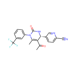 CC(=O)C1=C(C)N(c2cccc(C(F)(F)F)c2)C(=O)N[C@@H]1c1ccc(C#N)nc1 ZINC000115645992