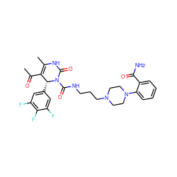 CC(=O)C1=C(C)NC(=O)N(C(=O)NCCCN2CCN(c3ccccc3C(N)=O)CC2)[C@@H]1c1cc(F)c(F)c(F)c1 ZINC000027527178