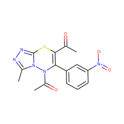 CC(=O)C1=C(c2cccc([N+](=O)[O-])c2)N(C(C)=O)n2c(C)nnc2S1 ZINC000001432451