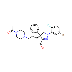 CC(=O)C1=NN(c2cc(Br)ccc2F)C[C@@]1(CCCN1CCN(C(C)=O)CC1)c1ccccc1 ZINC000028953497