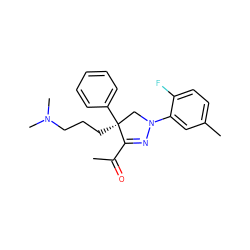 CC(=O)C1=NN(c2cc(C)ccc2F)C[C@]1(CCCN(C)C)c1ccccc1 ZINC000136471171