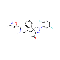 CC(=O)C1=NN(c2cc(F)ccc2F)C[C@@]1(CCCN(C)Cc1cc(C)no1)c1ccccc1 ZINC000028953407