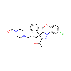 CC(=O)C1=NN2c3cc(Cl)ccc3OC[C@H]2[C@@]1(CCCN1CCN(C(C)=O)CC1)c1ccccc1 ZINC000028951411