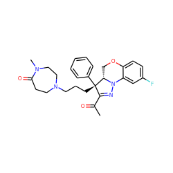 CC(=O)C1=NN2c3cc(F)ccc3OC[C@H]2[C@@]1(CCCN1CCC(=O)N(C)CC1)c1ccccc1 ZINC000028951437