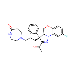 CC(=O)C1=NN2c3cc(F)ccc3OC[C@H]2[C@@]1(CCCN1CCNC(=O)CC1)c1ccccc1 ZINC000028951433