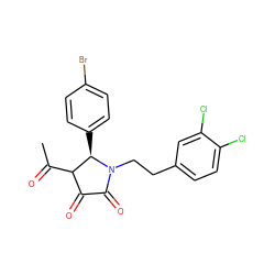 CC(=O)C1C(=O)C(=O)N(CCc2ccc(Cl)c(Cl)c2)[C@@H]1c1ccc(Br)cc1 ZINC000138849428