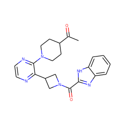 CC(=O)C1CCN(c2nccnc2C2CN(C(=O)c3nc4ccccc4[nH]3)C2)CC1 ZINC000139829354