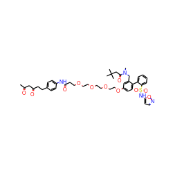 CC(=O)CC(=O)CCc1ccc(NC(=O)CCOCCOCCOCCOc2ccc(-c3ccccc3S(=O)(=O)Nc3ccno3)c(CN(C)C(=O)CC(C)(C)C)c2)cc1 ZINC000095541560