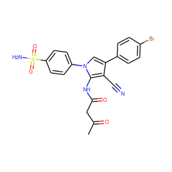 CC(=O)CC(=O)Nc1c(C#N)c(-c2ccc(Br)cc2)cn1-c1ccc(S(N)(=O)=O)cc1 ZINC000299834532