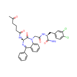 CC(=O)CCCC(=O)N[C@@H]1N=C(c2ccccc2)c2ccccc2N(CC(=O)N[C@@H](Cc2ccc(Cl)c(Cl)c2)C(N)=O)C1=O ZINC000028756725