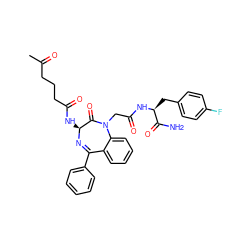 CC(=O)CCCC(=O)N[C@@H]1N=C(c2ccccc2)c2ccccc2N(CC(=O)N[C@@H](Cc2ccc(F)cc2)C(N)=O)C1=O ZINC000028758143