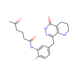 CC(=O)CCCC(=O)Nc1cc(Cc2n[nH]c(=O)c3c2NCCC3)ccc1F ZINC000084688574