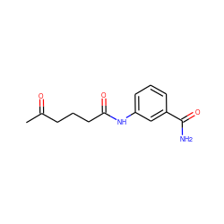 CC(=O)CCCC(=O)Nc1cccc(C(N)=O)c1 ZINC000268066169