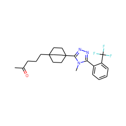 CC(=O)CCCC12CCC(c3nnc(-c4ccccc4C(F)(F)F)n3C)(CC1)CC2 ZINC000003960658