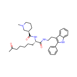 CC(=O)CCCCC[C@H](NC(=O)[C@@H]1CCCN(C)C1)C(=O)NCCc1c(-c2ccccc2)[nH]c2ccccc12 ZINC000036338716