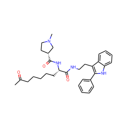 CC(=O)CCCCC[C@H](NC(=O)[C@@H]1CCN(C)C1)C(=O)NCCc1c(-c2ccccc2)[nH]c2ccccc12 ZINC000036338697