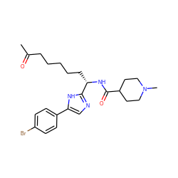 CC(=O)CCCCC[C@H](NC(=O)C1CCN(C)CC1)c1ncc(-c2ccc(Br)cc2)[nH]1 ZINC000040937909