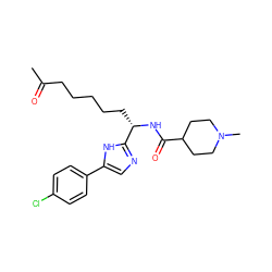 CC(=O)CCCCC[C@H](NC(=O)C1CCN(C)CC1)c1ncc(-c2ccc(Cl)cc2)[nH]1 ZINC000042877927