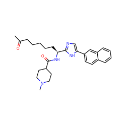 CC(=O)CCCCC[C@H](NC(=O)C1CCN(C)CC1)c1ncc(-c2ccc3ccccc3c2)[nH]1 ZINC000034947211