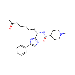 CC(=O)CCCCC[C@H](NC(=O)C1CCN(C)CC1)c1ncc(-c2ccccc2)[nH]1 ZINC000042887474