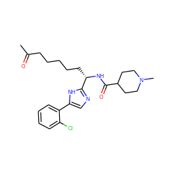 CC(=O)CCCCC[C@H](NC(=O)C1CCN(C)CC1)c1ncc(-c2ccccc2Cl)[nH]1 ZINC000045484256