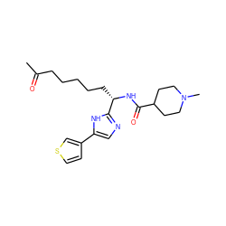 CC(=O)CCCCC[C@H](NC(=O)C1CCN(C)CC1)c1ncc(-c2ccsc2)[nH]1 ZINC000042888421