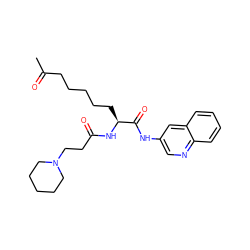 CC(=O)CCCCC[C@H](NC(=O)CCN1CCCCC1)C(=O)Nc1cnc2ccccc2c1 ZINC000029054827