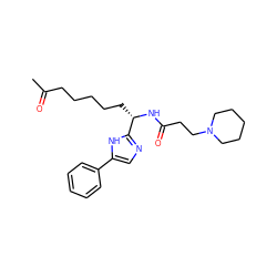 CC(=O)CCCCC[C@H](NC(=O)CCN1CCCCC1)c1ncc(-c2ccccc2)[nH]1 ZINC000045495459