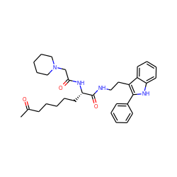 CC(=O)CCCCC[C@H](NC(=O)CN1CCCCC1)C(=O)NCCc1c(-c2ccccc2)[nH]c2ccccc12 ZINC000036338708