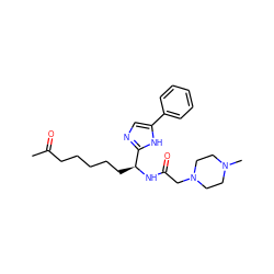 CC(=O)CCCCC[C@H](NC(=O)CN1CCN(C)CC1)c1ncc(-c2ccccc2)[nH]1 ZINC000040422262