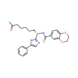 CC(=O)CCCCC[C@H](NC(=O)c1ccc2c(c1)OCCO2)c1ncc(-c2ccccc2)[nH]1 ZINC000040894470