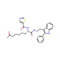 CC(=O)CCCCC[C@H](NC(=O)c1cncs1)C(=O)NCCc1c(-c2ccccc2)[nH]c2ccccc12 ZINC000036338722