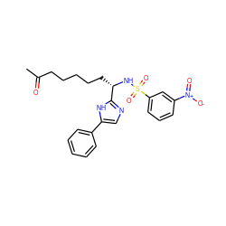 CC(=O)CCCCC[C@H](NS(=O)(=O)c1cccc([N+](=O)[O-])c1)c1ncc(-c2ccccc2)[nH]1 ZINC000040407476