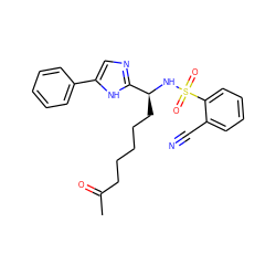 CC(=O)CCCCC[C@H](NS(=O)(=O)c1ccccc1C#N)c1ncc(-c2ccccc2)[nH]1 ZINC000040914045