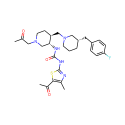 CC(=O)CN1CC[C@@H](CN2CCC[C@@H](Cc3ccc(F)cc3)C2)[C@H](NC(=O)Nc2nc(C)c(C(C)=O)s2)C1 ZINC000028975427