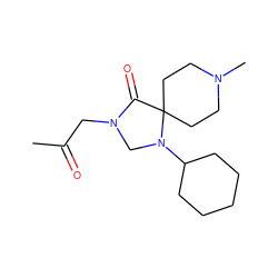 CC(=O)CN1CN(C2CCCCC2)C2(CCN(C)CC2)C1=O ZINC000026936257