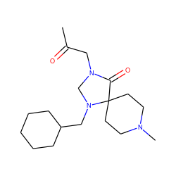 CC(=O)CN1CN(CC2CCCCC2)C2(CCN(C)CC2)C1=O ZINC000026851204