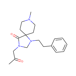 CC(=O)CN1CN(CCc2ccccc2)C2(CCN(C)CC2)C1=O ZINC000026851196