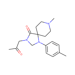 CC(=O)CN1CN(c2ccc(C)cc2)C2(CCN(C)CC2)C1=O ZINC000026940147