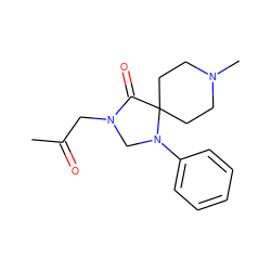 CC(=O)CN1CN(c2ccccc2)C2(CCN(C)CC2)C1=O ZINC000026935775