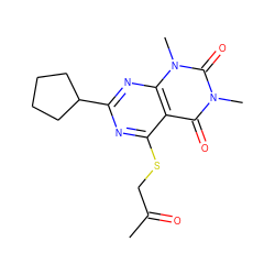 CC(=O)CSc1nc(C2CCCC2)nc2c1c(=O)n(C)c(=O)n2C ZINC000004341277