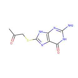 CC(=O)CSc1nc2c(=O)[nH]c(N)nc2[nH]1 ZINC000082305031