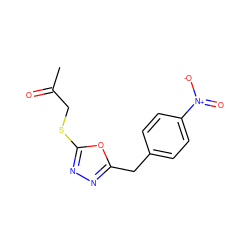 CC(=O)CSc1nnc(Cc2ccc([N+](=O)[O-])cc2)o1 ZINC000001378681