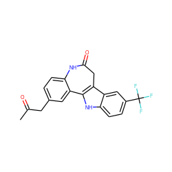 CC(=O)Cc1ccc2c(c1)-c1[nH]c3ccc(C(F)(F)F)cc3c1CC(=O)N2 ZINC000013532107