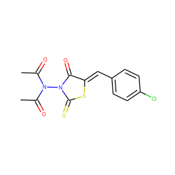 CC(=O)N(C(C)=O)N1C(=O)/C(=C/c2ccc(Cl)cc2)SC1=S ZINC000004106690