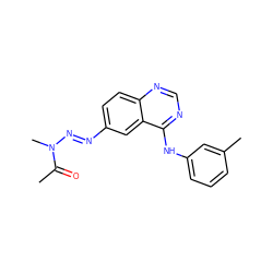 CC(=O)N(C)/N=N/c1ccc2ncnc(Nc3cccc(C)c3)c2c1 ZINC000013531067